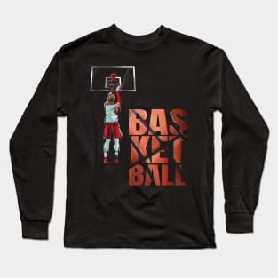 Basketball Player Jump Shot Basket Board Long Sleeve T-Shirt